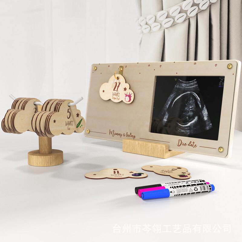 Ultrasonic baby ultrasound commemorative photo frame, wooden pregnancy tag, pregnancy record display stand, baby birth commemorative item Ultrasonic baby ultrasound commemorative photo frame, wooden pregnancy tag, pregnancy record display stand, baby birth commemorative item