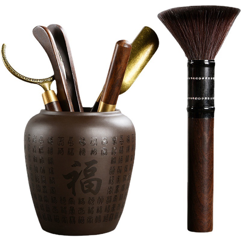 黒檀木茶道五点セット6君子工夫茶器部品大全零配茶芸大茶挟み茶刀|undefined