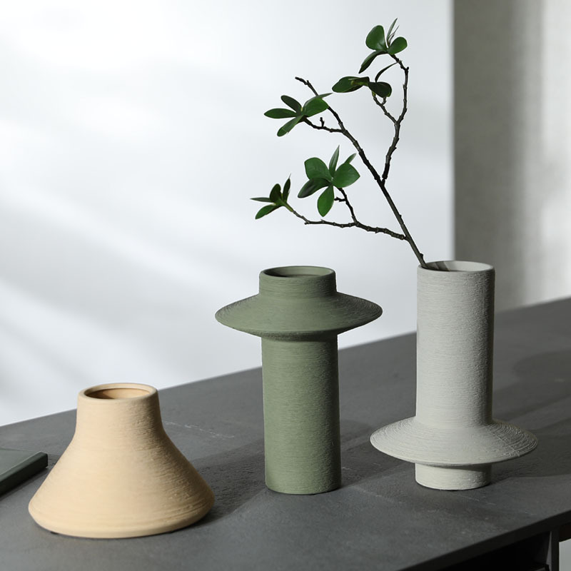 Wabiji ins estilo sala de estar simple arreglo floral seco color cepillado jarrón de cerámica decoración creativa decoración del hogar