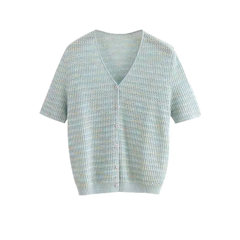 Summer cardigan, T-shirt, V-neckline, with short sleeve