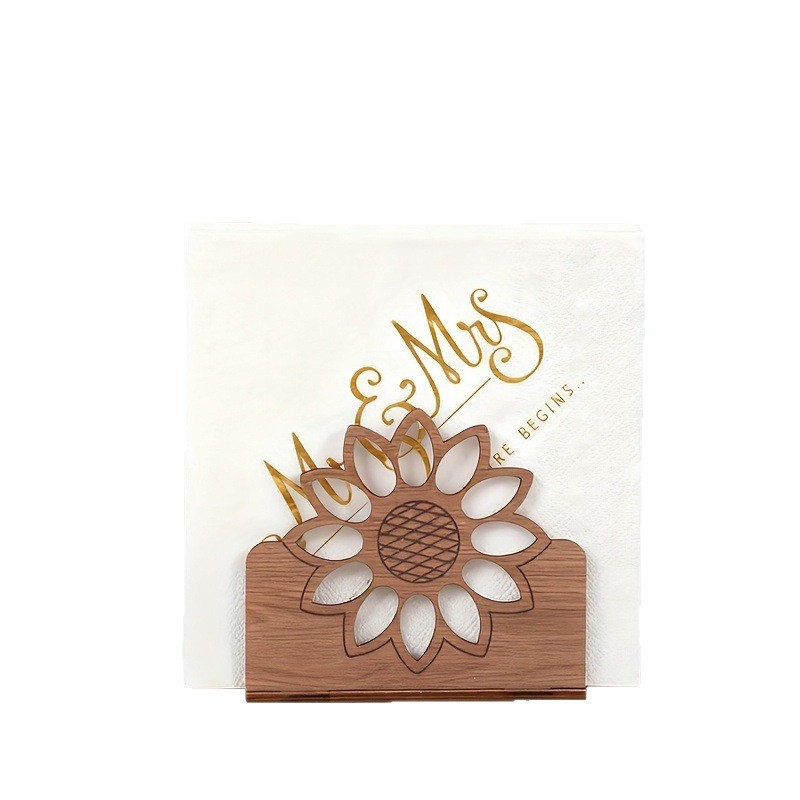 Colgar decoración de servillas de madera transfronteriza marco de servillas de madera vertical girasol forma marco de almacenamiento de servillas de papel comedor distribución de servillas de madera sólida