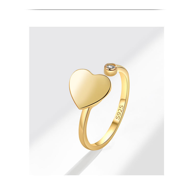 Daily Occasion 18K Gold Plated 925 Sterling Silver Zircon Heart Shape Open Rings Anxiety Ring 925 Sterling Silver Rings