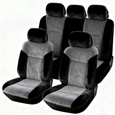 Winter Arctic Velvet Car Universal seat cover - gray-and-black-color-matching-five-seats-see-sku