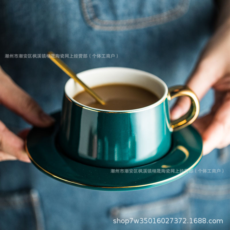 Tazas de café de lujo europeas de cerámica de oficina Taza de té de la tarde Taza de té de flores de oficina