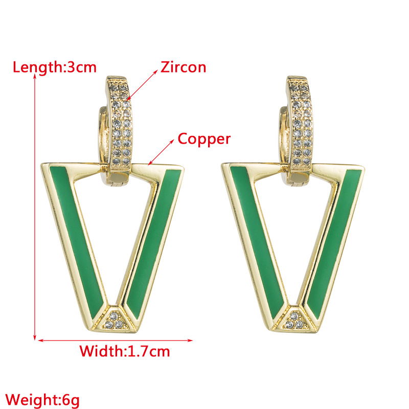 Mode Géométrique Le Cuivre Vernis Au Four Zircon Boucles D'oreilles 1 Paire display picture 1