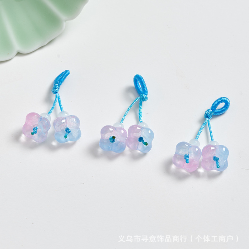 铃兰花琉璃小提溜抖音直播手串挂件吊坠蝴蝶手工编织diy手链配件|undefined