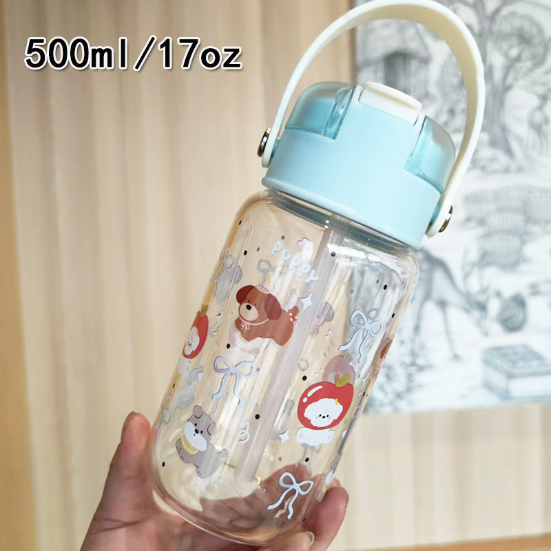 Alto valor de la cara doble bebida dibujos animados pequeños lindos copos de silicio de silicio de mano para estudiantes portátiles de alto contenido de silicio de vidrio de agua