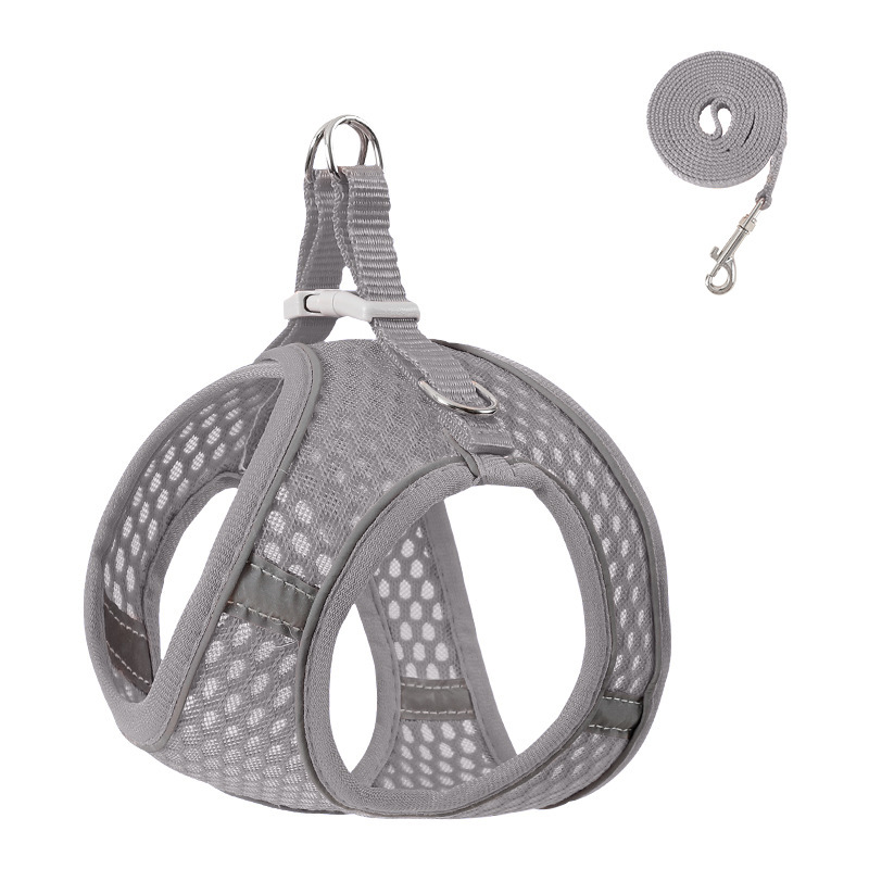 Gran malla transpirable correa del animal doméstico reflexivo correa de pecho pequeño y mediano perro gato Correa correa de gato