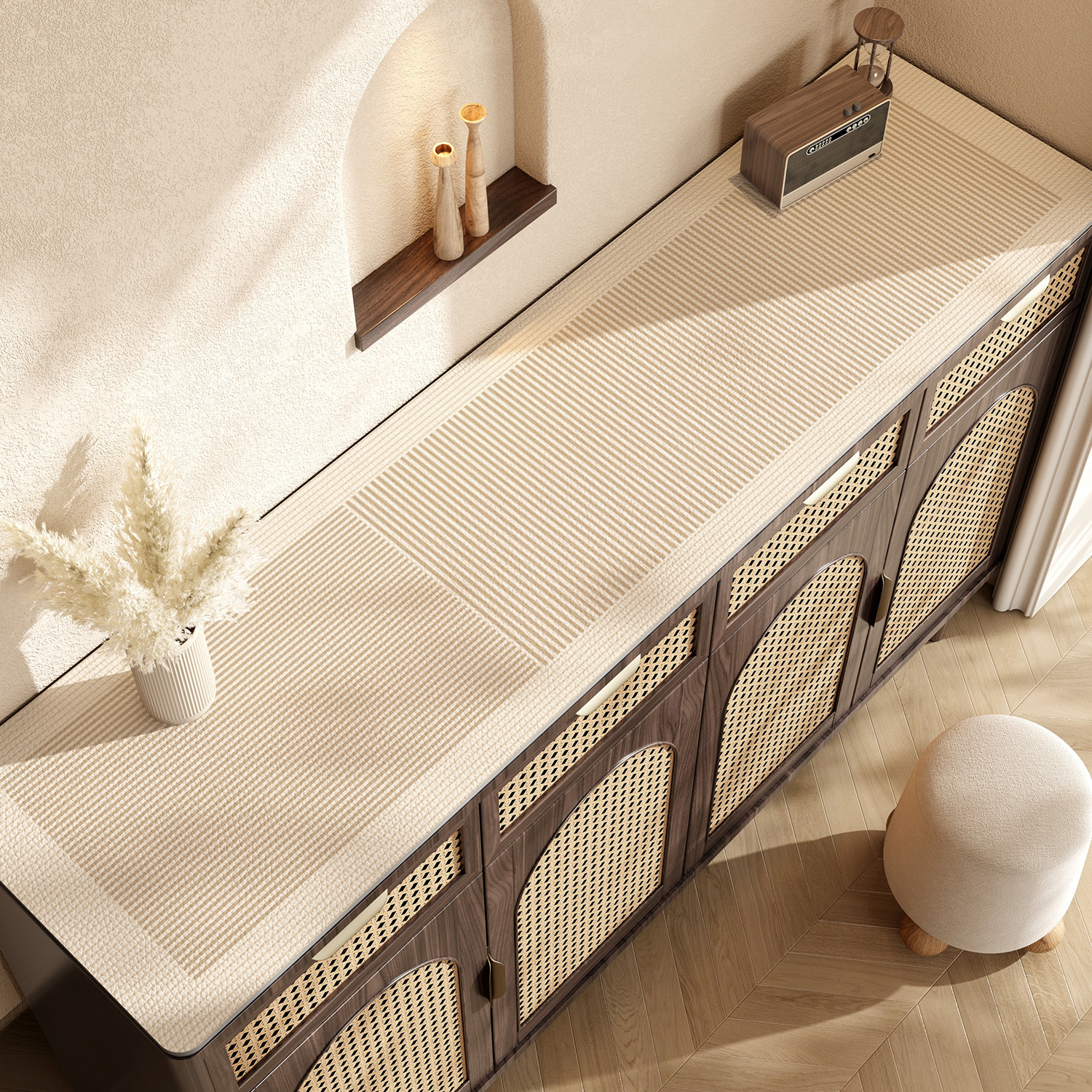 Wabi-sabi Style Sideboard Table Mat Entry Porch Long Protective Mat No-wash Anti-scalding Waterproof and Oil-proof Tv Cabinet Mat