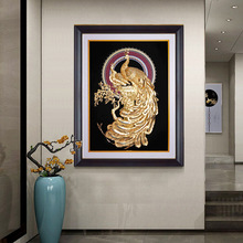 手工制作金箔画高端商务礼品工艺品摆件家居装饰双孔雀金箔画定制