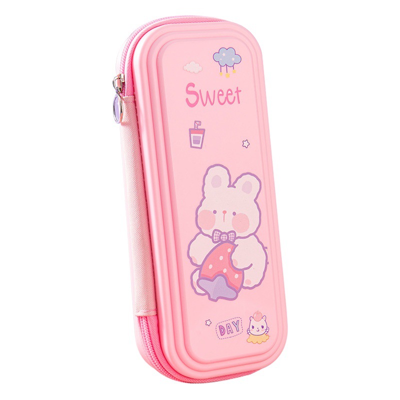 Caja de lápices caja de papelería de dibujos animados de alto aspecto niños estudiantes de primaria de múltiples capas de gran capacidad ins estilo nicho papelería bolsa simple