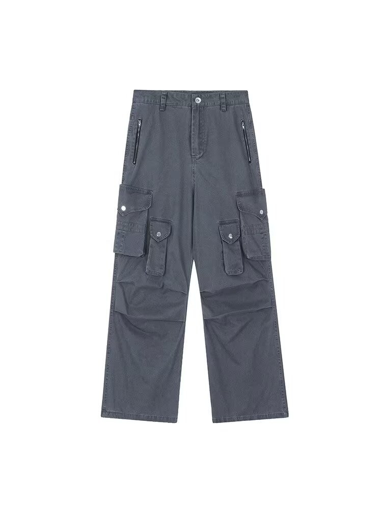 Men's Clothing Washed casual pants regular street washed distressed overalls pocket straight heavy duty casual wide leg pants _ipsvogv.com