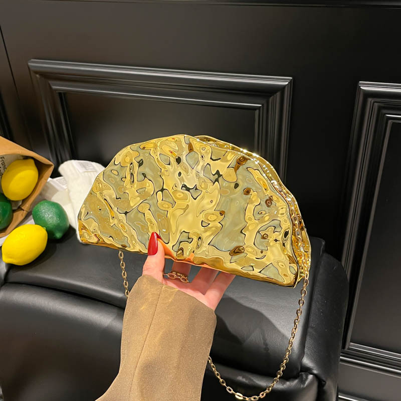 2025 New European & American Cross-Border Irregular Glossy Acrylic Dumpling Women's Fan-Shaped Evening Bag Handheld Crossbody Bag - Thumbnail 7