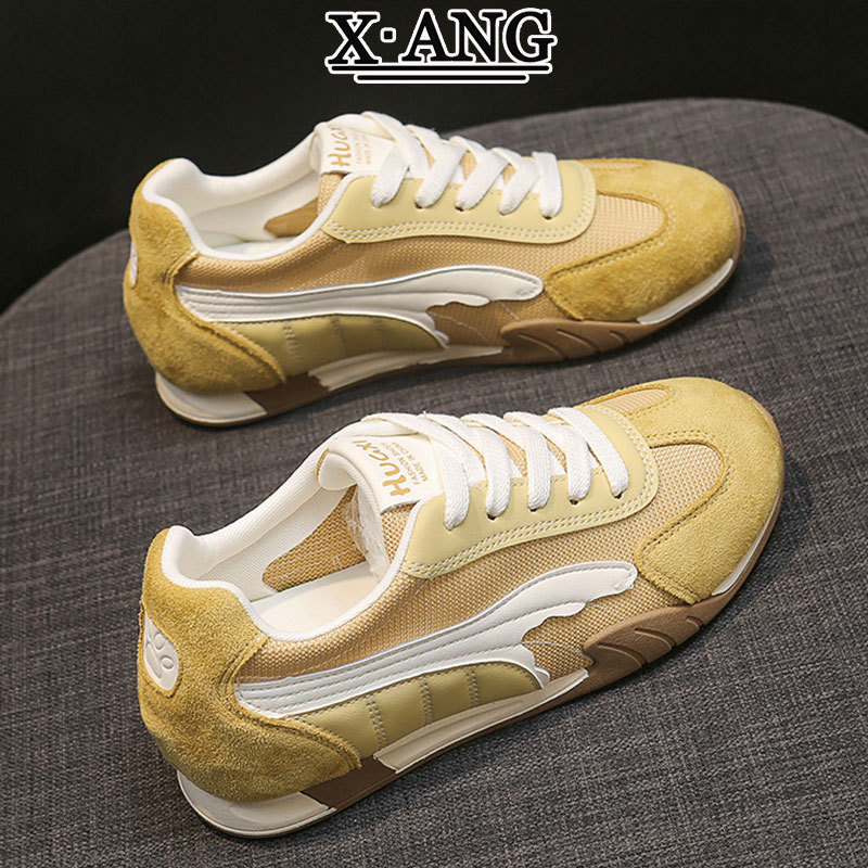 Cowhide Version of the German Training Shoes with Internal Height Increase, Women's Shoes, Summer Breathable Mesh Forrest Gump Shoes, Versatile, Comfortable, Casual Sports Shoes