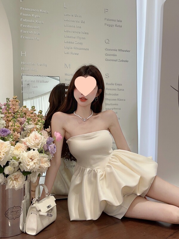 フレンチピュアディザイア多用途ワンショルダードレスレディース夏甘辛セクシーチューブトップAラインスカートチュチュスカート|undefined