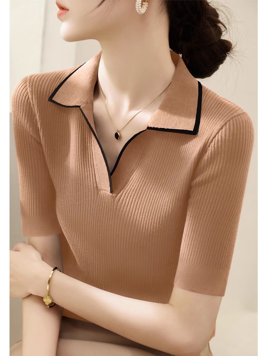 卡其色~拼色 短袖