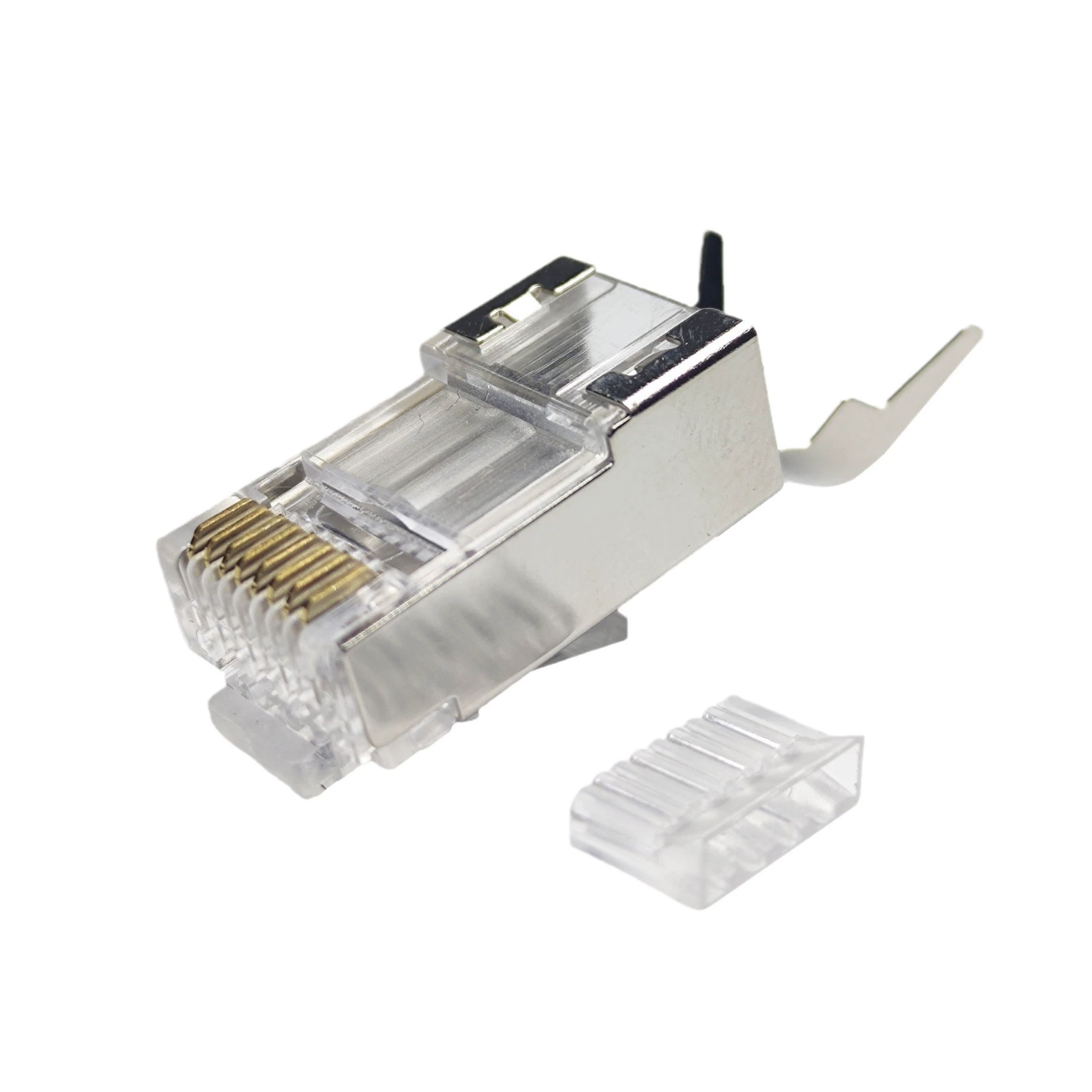 Фан Бэй EZCAT7 RJ45 семь -тип перфорация сеть кристалл головка экранированная золотая -покрытая семь -тип поры кристалл головка
