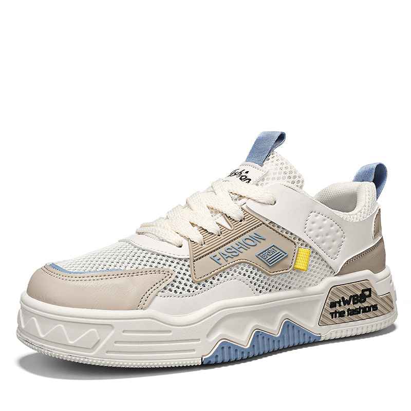 Zapatos para Hombre, Primavera 2026, Nuevas Zapatillas Deportivas Transpirables de Malla, Versátiles, Casuales, con Suela Suave, que Aumentan la Estatura, Modernas, Blancas