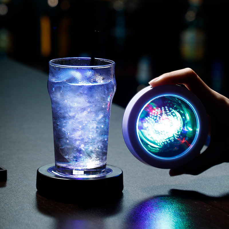 led发光杯垫 酒吧鸡尾酒发光底座灯 酒杯垫底灯光发光调酒底座灯|undefined