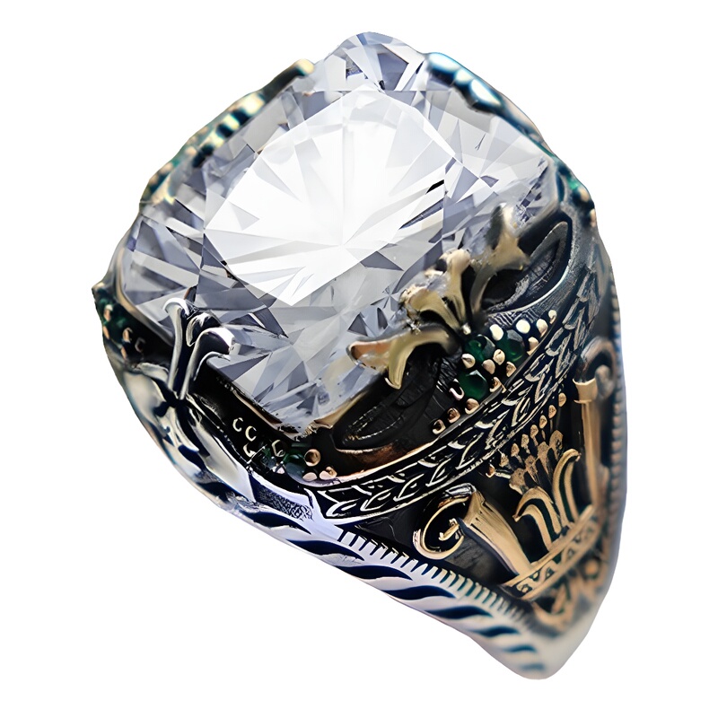 New Inlaid Jade Men's Luxury Ring, Personalized Retro Domineering Ring, Attendant Banquet Party Jewelry