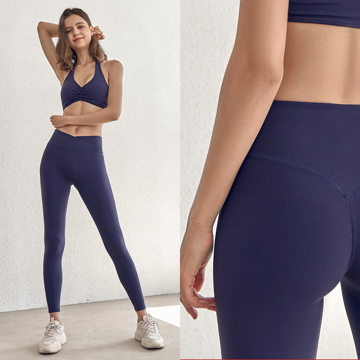 run Quick drying Yoga Pants The abdomen Hip Fitness pants ventilation overlapping Tight fitting Sports pants 6508