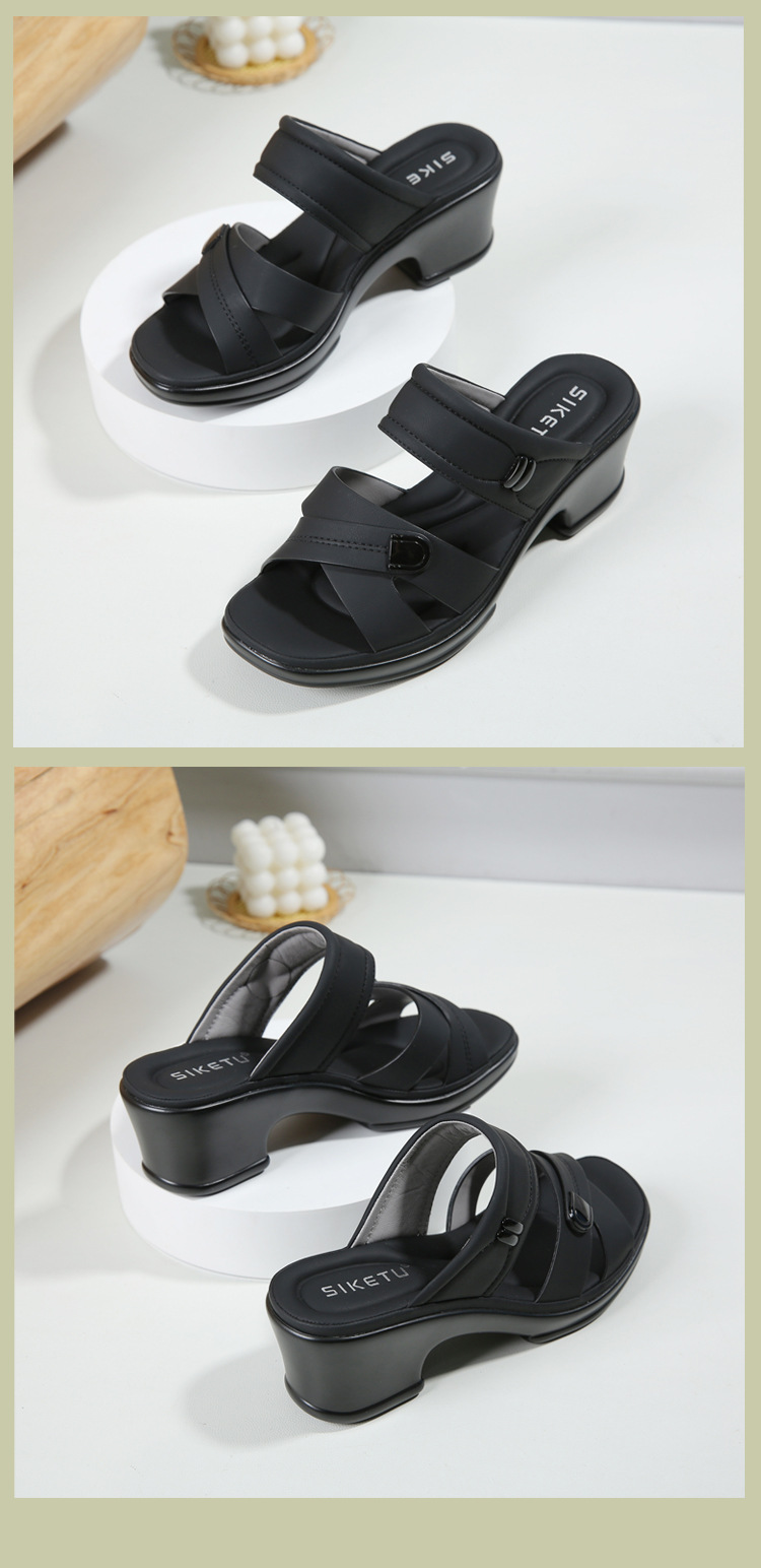 Dép sandal nữ quai chữ V đế xuồng mềm chống trượt — màu đen, xanh lá cây, màu mơ chi tiết 15