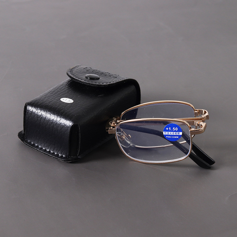 Anti-Blue Light Reading Glasses for Men and Women, Foldable Portable Box, Reading Glasses, High-Definition Reading Glasses, Reading Glasses in Stock
