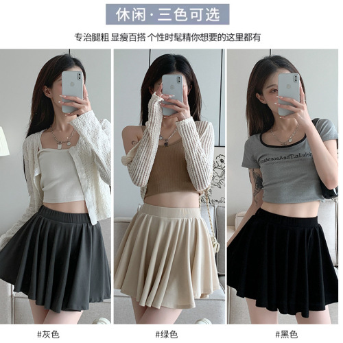 Ice silk pleated skirt for women in summer high-waisted slimming hip-covering ice silk skirt anti-exposure versatile a-line pleated skirt