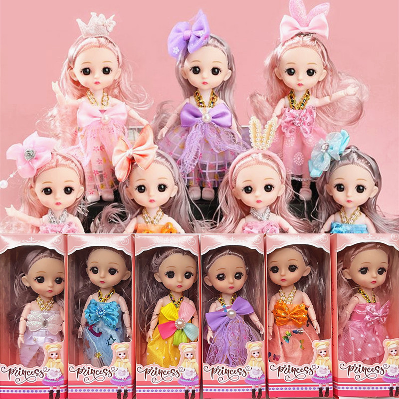 BJD8 puntos 17 cm transfronterizos mini muñeca Barbie simulación de juguetes caseros para chicas premios de caja de regalo