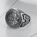 欧美复古系列戒指 不锈钢维京图腾指环 双斧男士钛钢欧美戒指