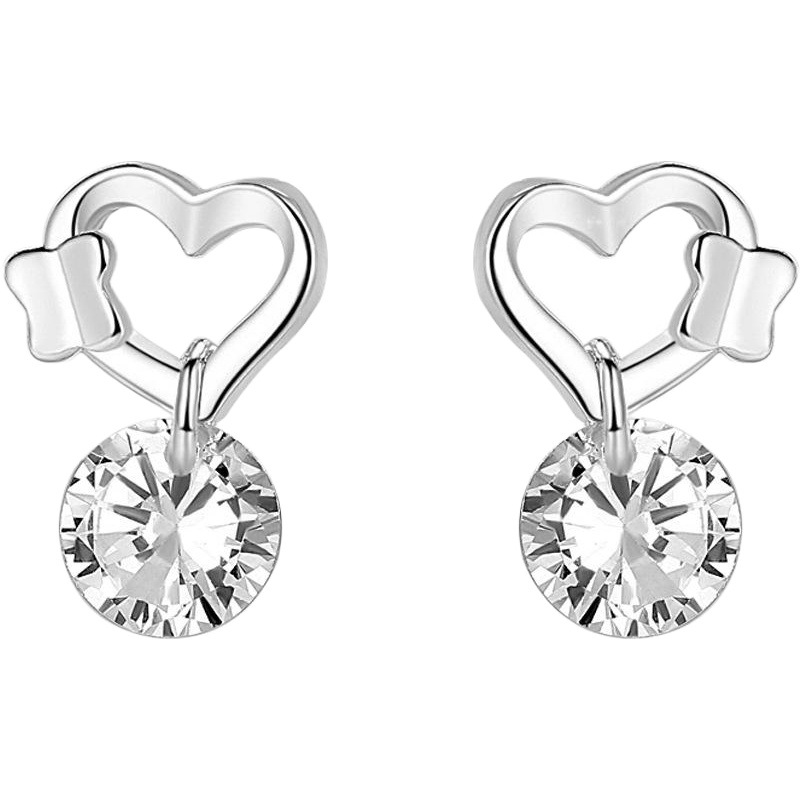 Pendientes de plata esterlina 925 Stud pendientes de mujer pequeño diseño elegante amor en forma de corazón 2020 nuevo estilo viento frío Red
