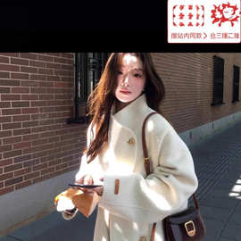 高级感白色呢子大衣女冬季20245年新款毛呢保暖外套宽松