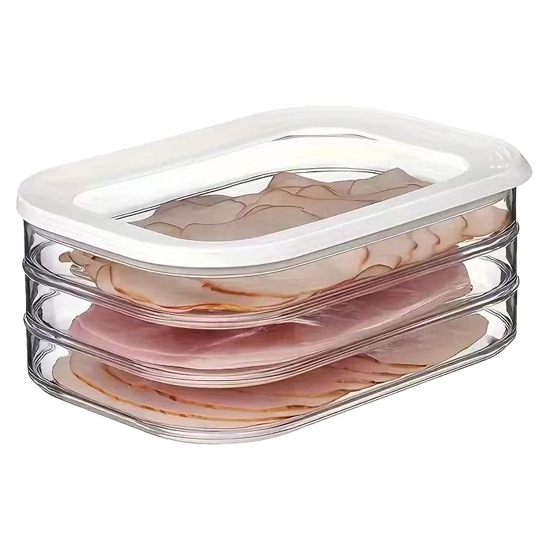 Caja de preservación de carne cocinada en caliente transfronteriza, caja de almacenamiento de sellado multicapa, caja de clasificación de alimentos transparente con tapa