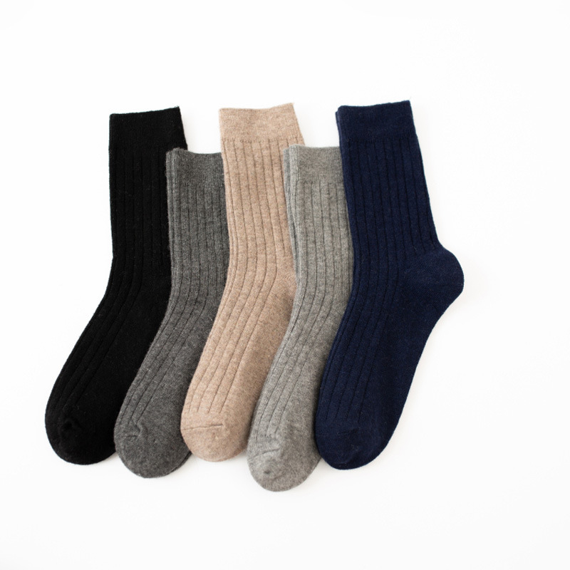 Merino thick wool socks autumn and winter warm socks retro double needle solid color men's thick cashmere socks wholesale
