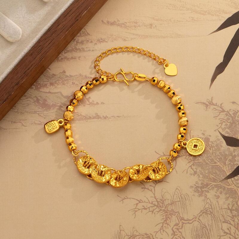 Fat Fu Spit Ice Five Emperors Money Bouncy Bead Bracelet New Chinese Style Fortune Design Niche Elegant Versatile High-End Hand Jewelry Fat Fu Spit Ice Five Emperors Money Bouncy Bead Bracelet New Chinese Style Fortune Design Niche Elegant Versatile High-End Hand Jewelry