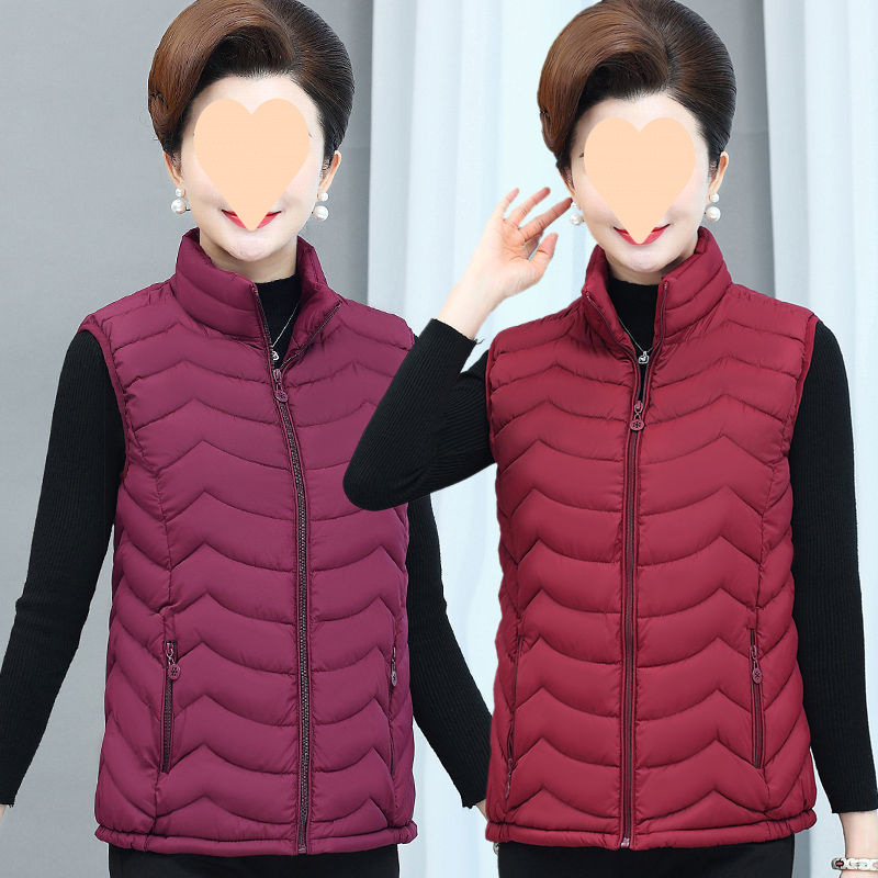 Women's Autumn/Winter New Style Zip-up Jacket, Quilted Fleece Vest, Fashionable Maternal Wear, Stand-up Collar Fleece Cardigan