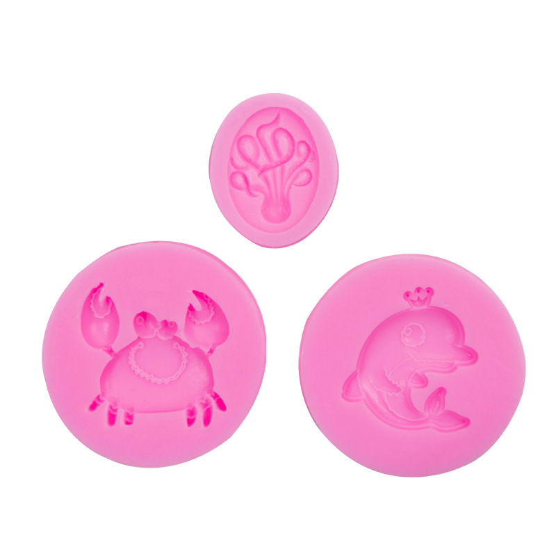 Océano serie delfín tortuga de mar caballito de mar estrella de mar cangrejo Coco árbol fondant pastel de chocolate decorativo molde de silicona