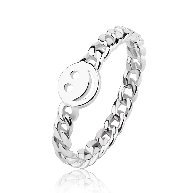 New Cross-border Vintage Alloy Smiley Face Hollow Chain Ring, Women's Jewelry, Wholesale From Manufacturer_voghion.com
