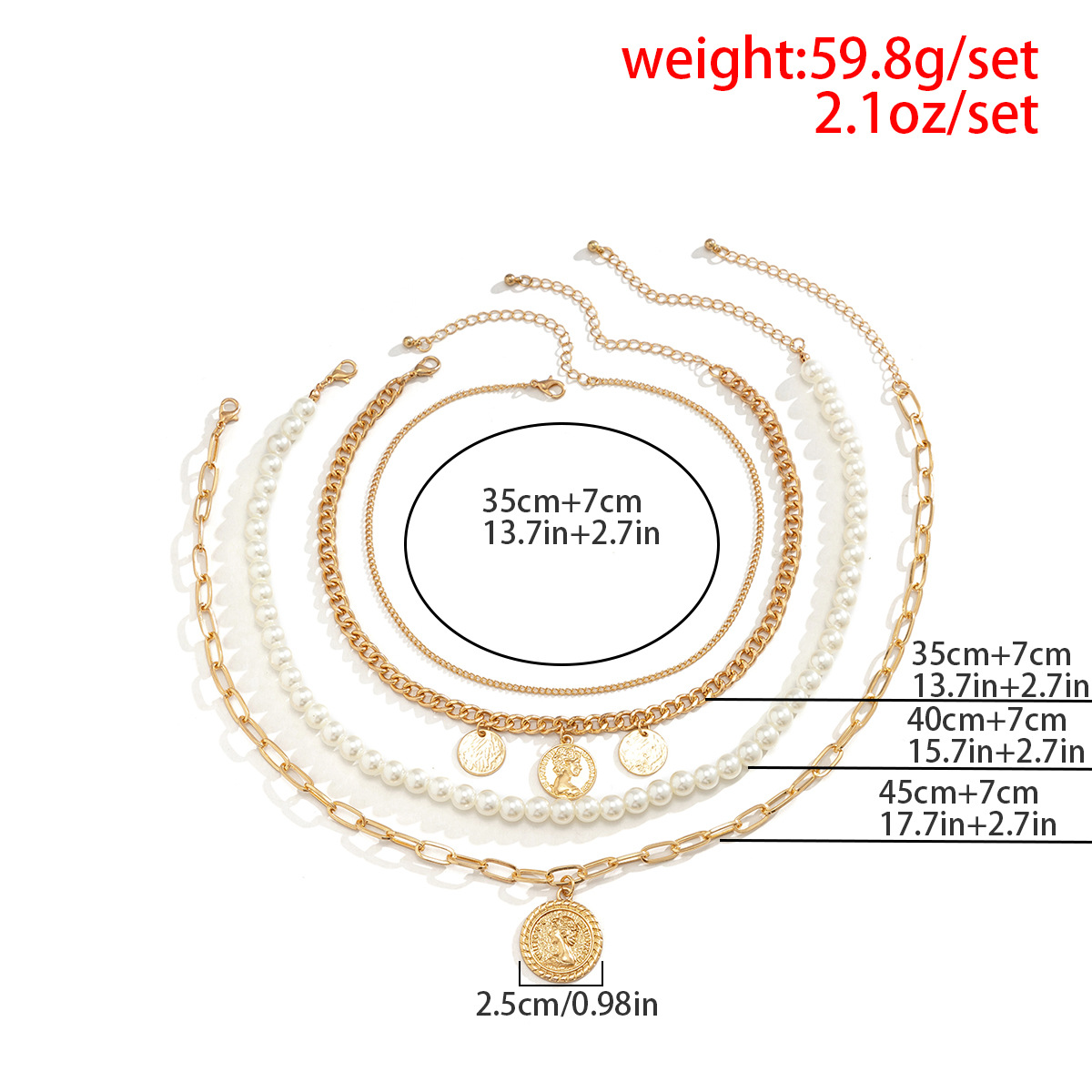 Fashion Round Iron Pearl Womenu0027S Layered Necklaces
