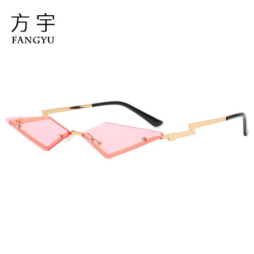 New Fashion Rimless Sunglasses European and American Personalized Triangular Metal Glasses Trendy Brand Sunglasses Factory Wholesale