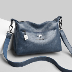 中年女包2021新款軟皮女士單肩斜挎包簡約潮流大容量媽媽手挽包包