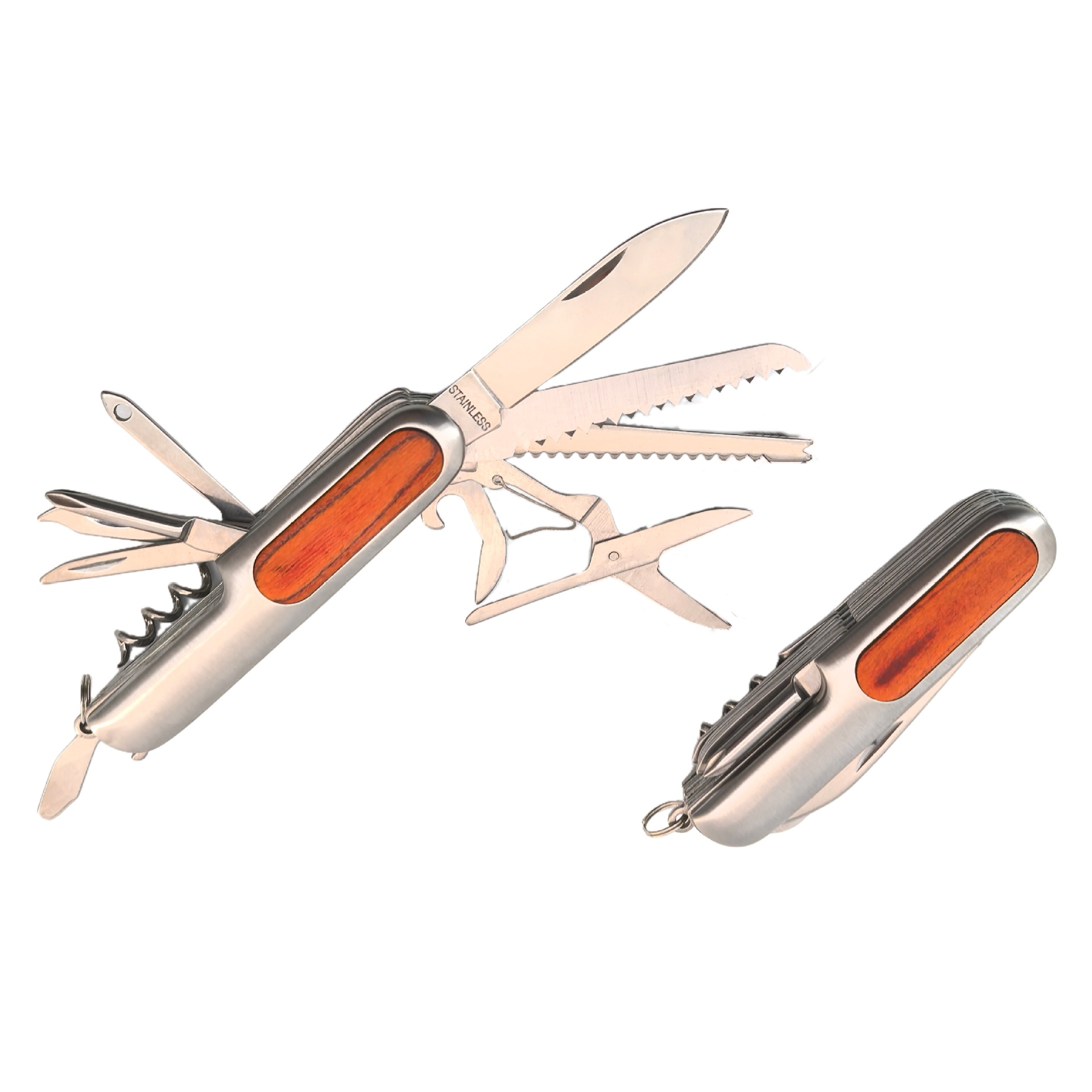 11开高端木片多功能组合折叠小刀瑞士军刀户外旅游必备工具礼品刀