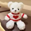 White twisted flowers and red border love bear