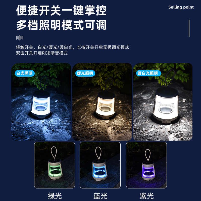 户外应急灯家用停电照明灯摆摊长续航超亮帐篷充电蓝牙音响露营灯|undefined