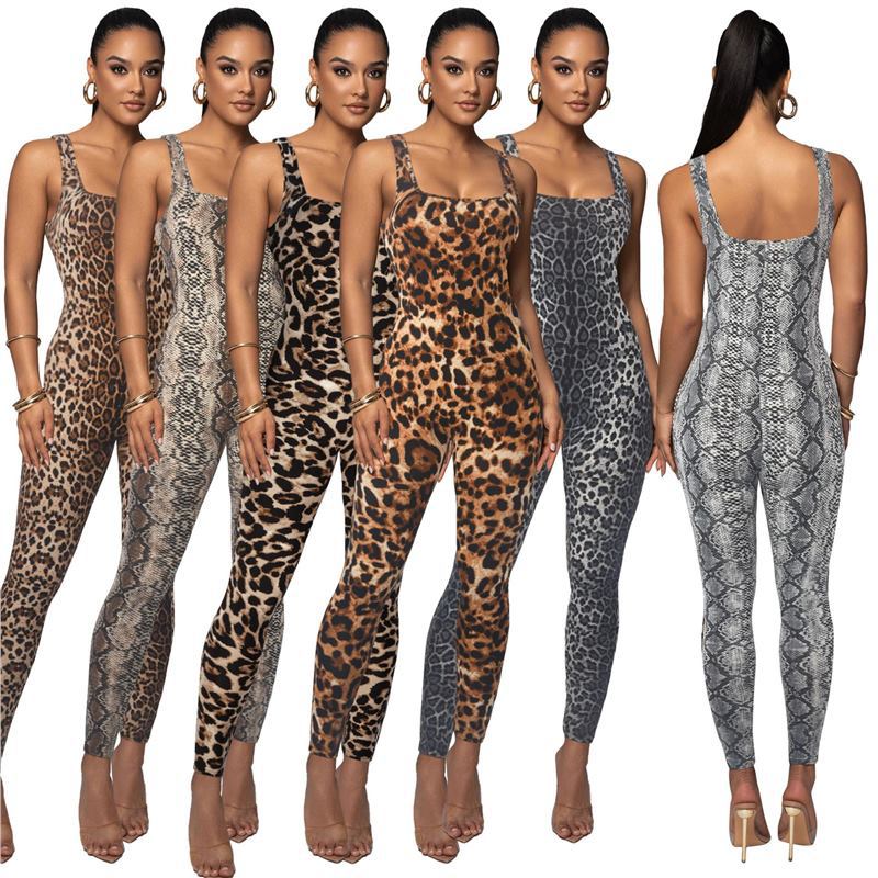 Foreign Trade Women's Printed Sleeveless Vest Jumpsuit Threaded Square Collar Backless Hip Lifting Slim Sports Jumpsuit Ready for Sale