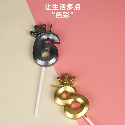 Birthday candle plug-in colorful ins style creative romantic crown number 0-9 cake decoration party supplies wholesale
