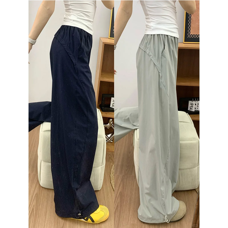 American-Style Quick-Dry Work Pants for Women, Spring and Autumn Thin Style, 2026 New Cool and Stylish High-Waisted Straight Retro Wide-Leg Sports Pants
