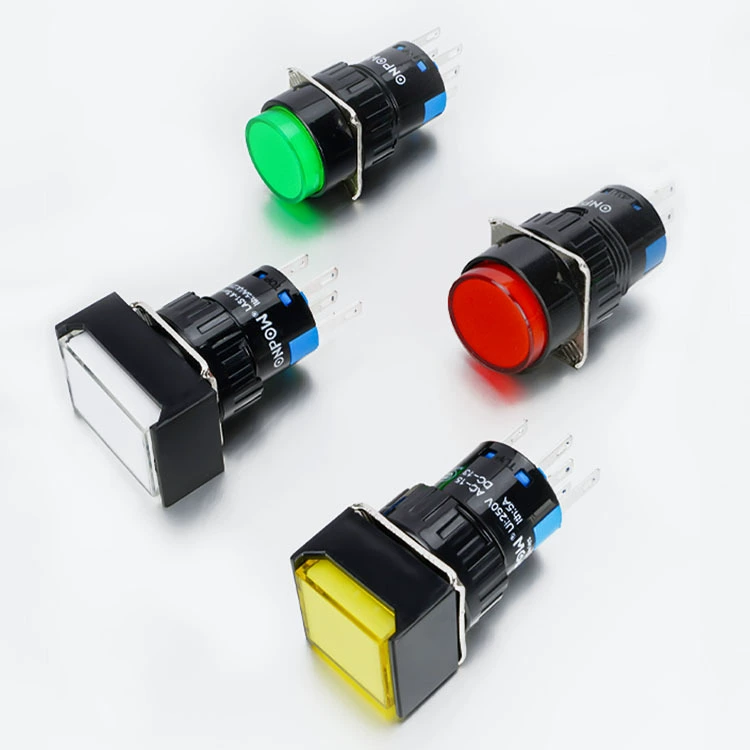 Button, round red green switch key with light, 16mm, 220v, 12v, (Physicals)