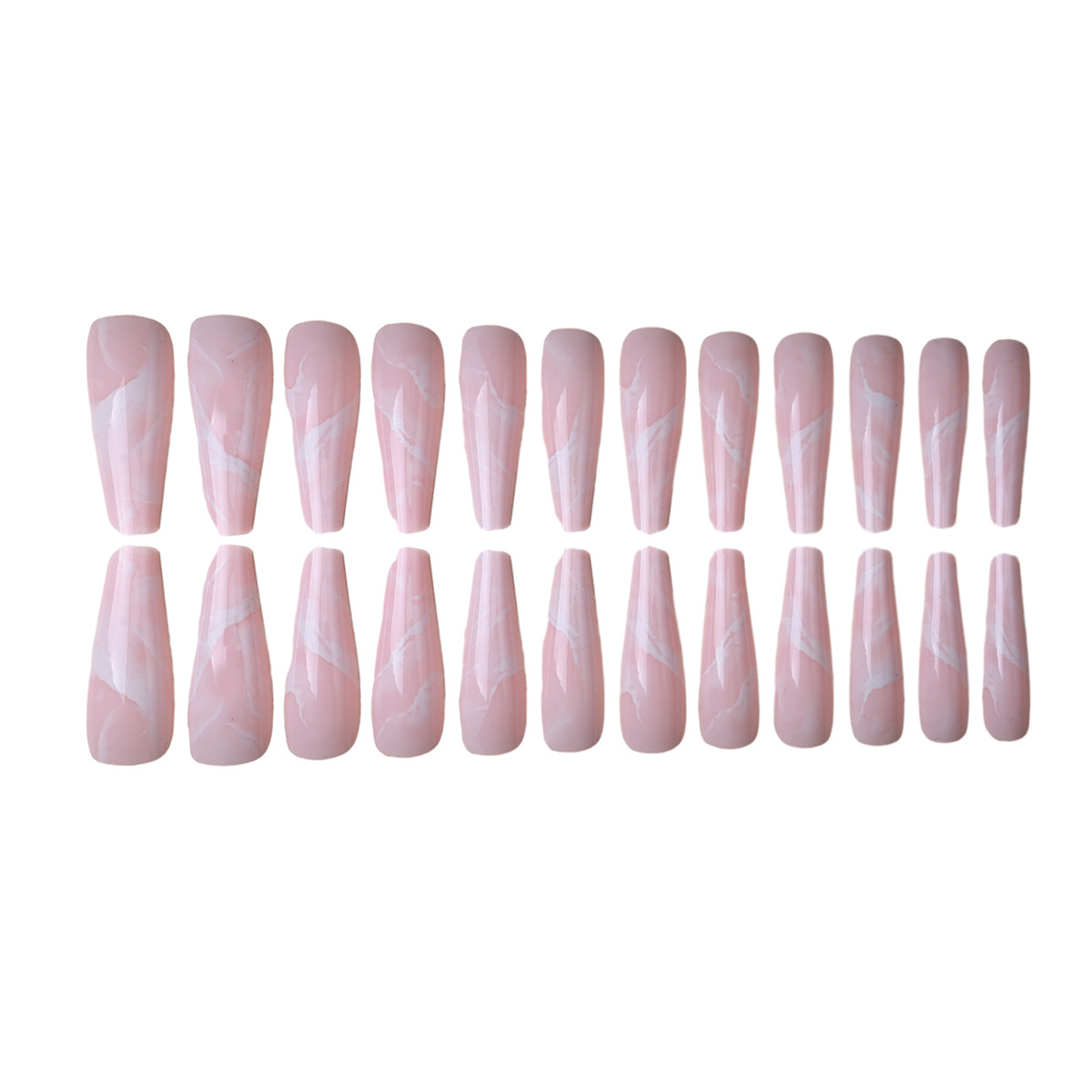 Millones de puntos venta directa patrón de mármol transfronterizo armadura portátil rosa manicura falsa armadura portátil desmontable de longitud media