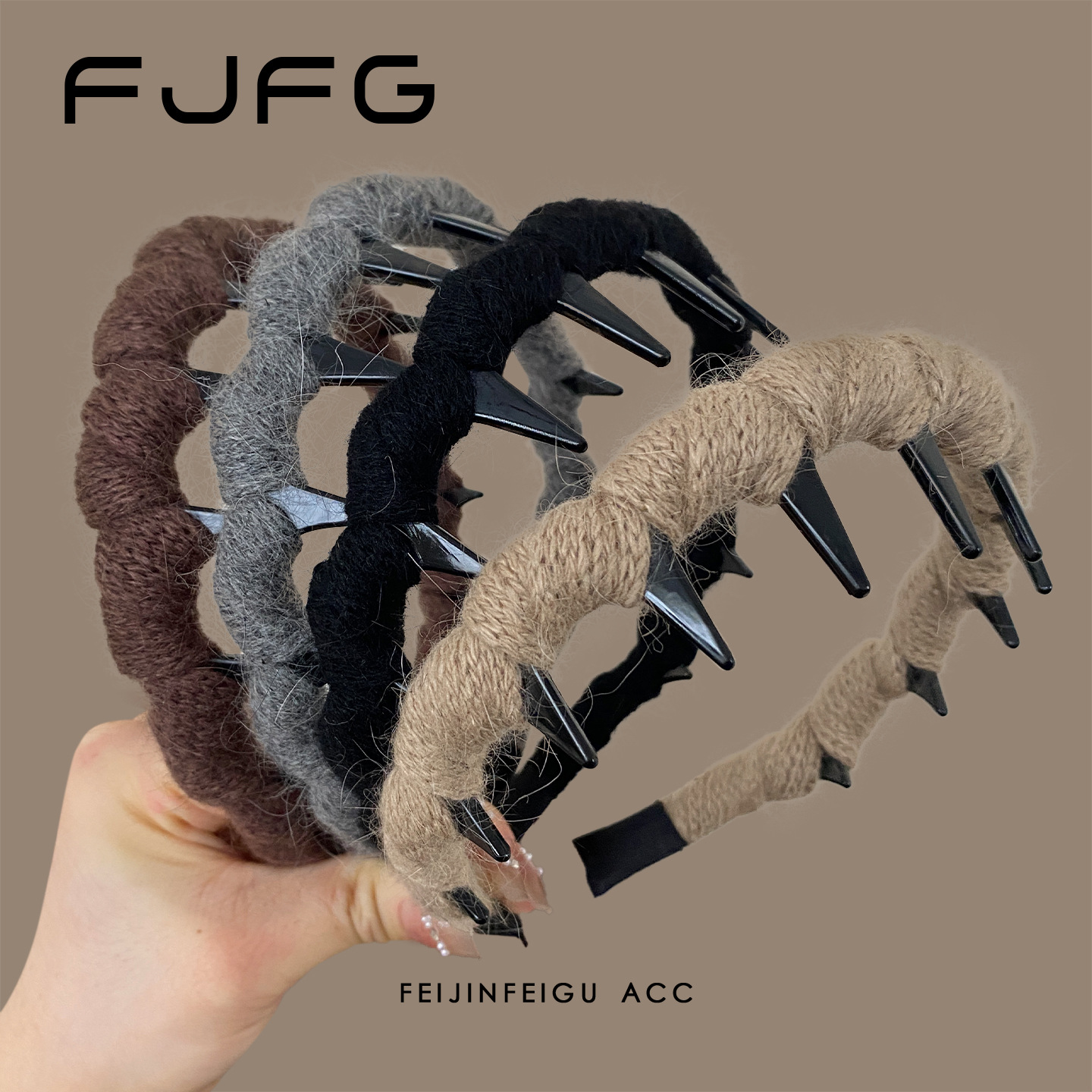 Textured Wool Wave Headband With Teeth For Autumn And Winter_voghion.com
